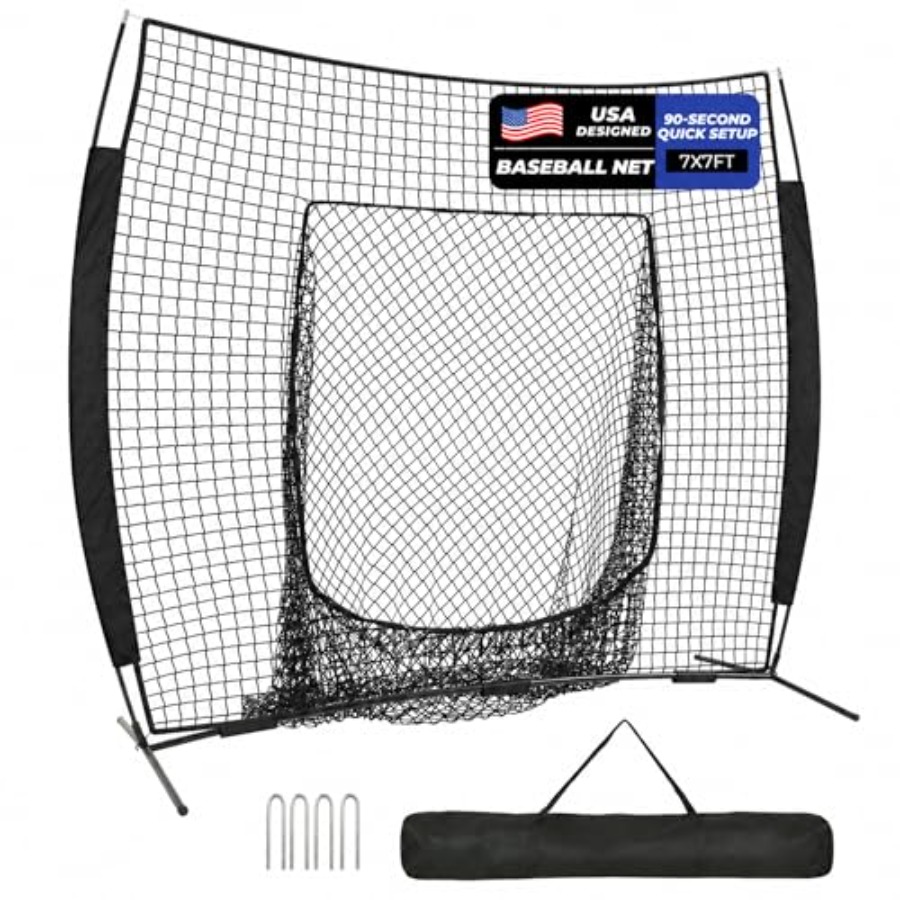 Practice Net Hitting - ตาข่ายเบสบอลขนาด 7 x 7 ฟุต, ตาข่ายซ้อมตีเบสบอลซอฟต์บอลสำหรับฝึกซ้อมตี